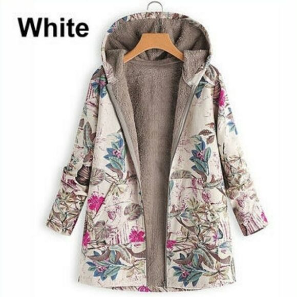 Floral Print Vegan Fur Coat - Picture 3 of 4